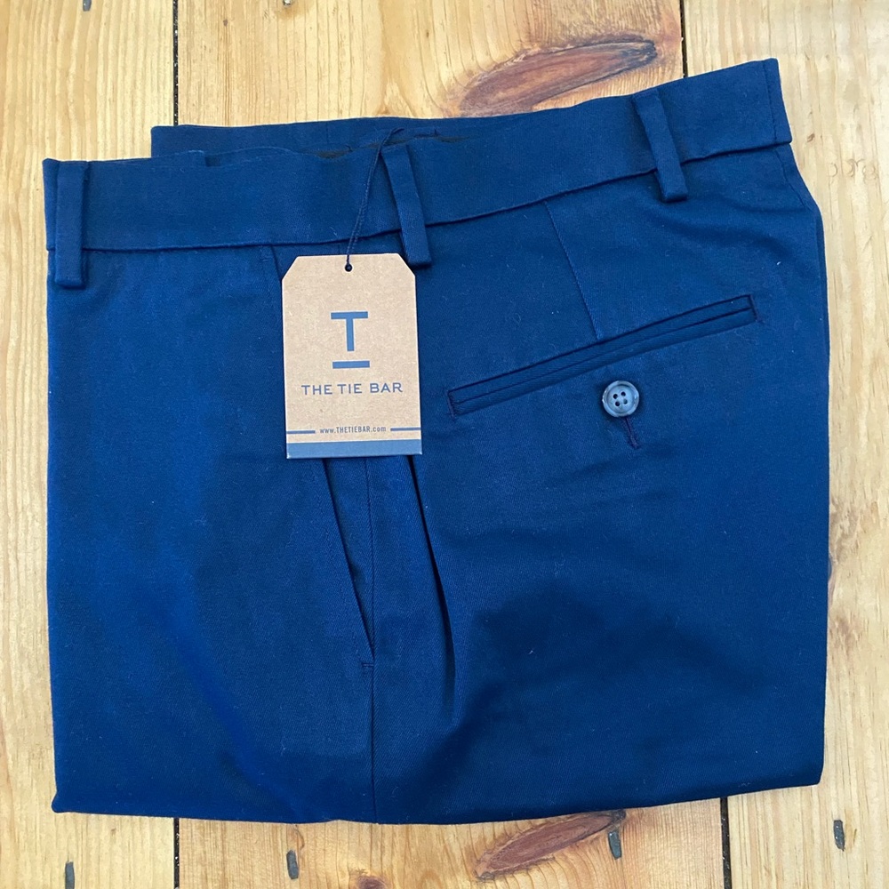 Tie Bar Stretch Cotton Classic Navy Pants
